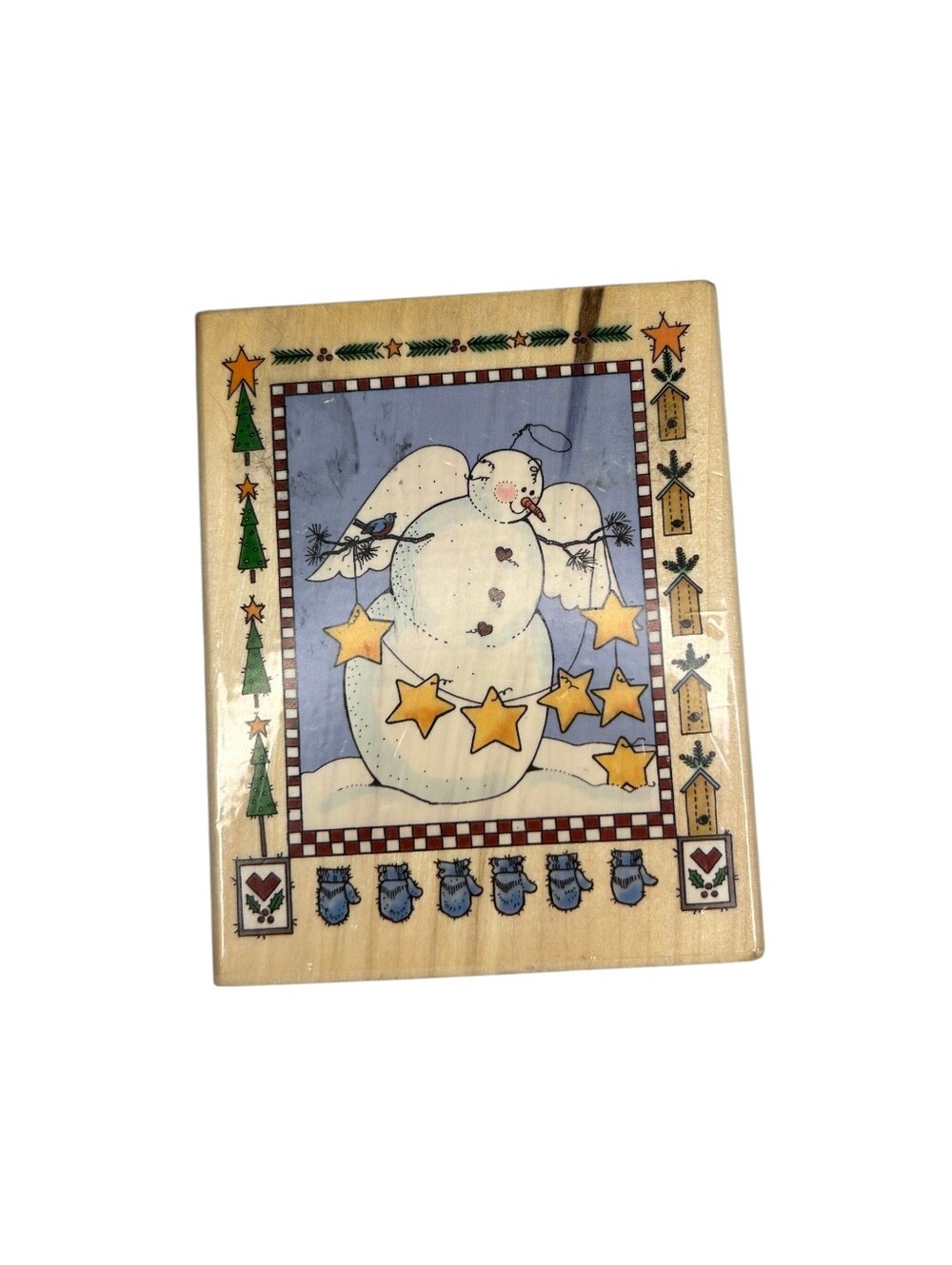 Vintage Starry Snowman Angel Rubber Stamp by Sandi Gore Evans